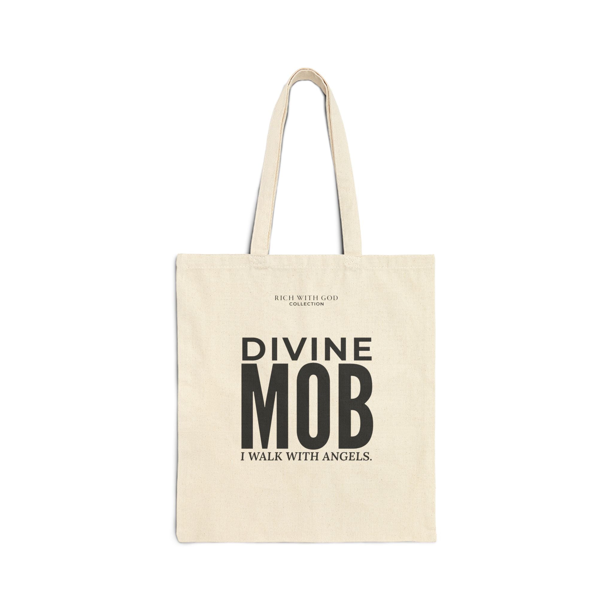 Divine Mob Beige Cotton Canvas Tote Bag