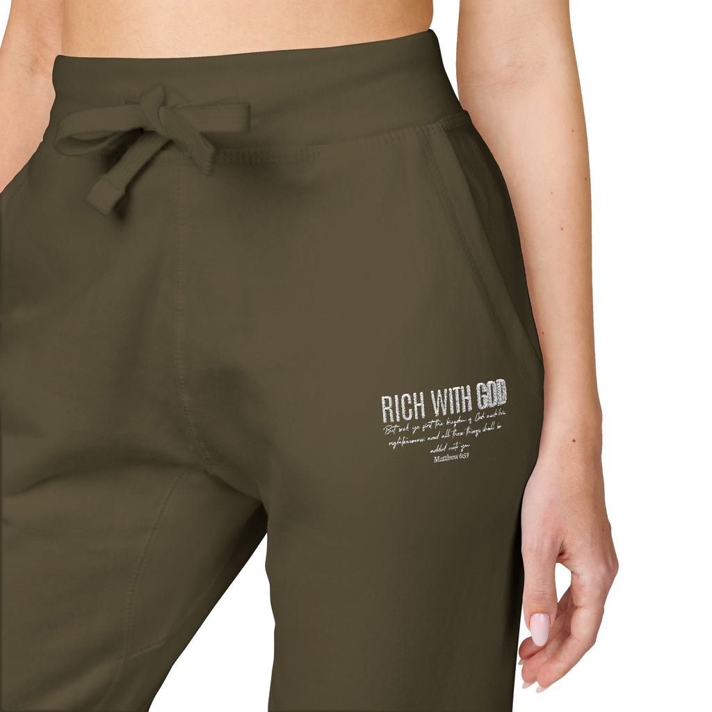 Rich With God Matthew 6:33 Unisex Fleece Sweatpants (Embroidery)