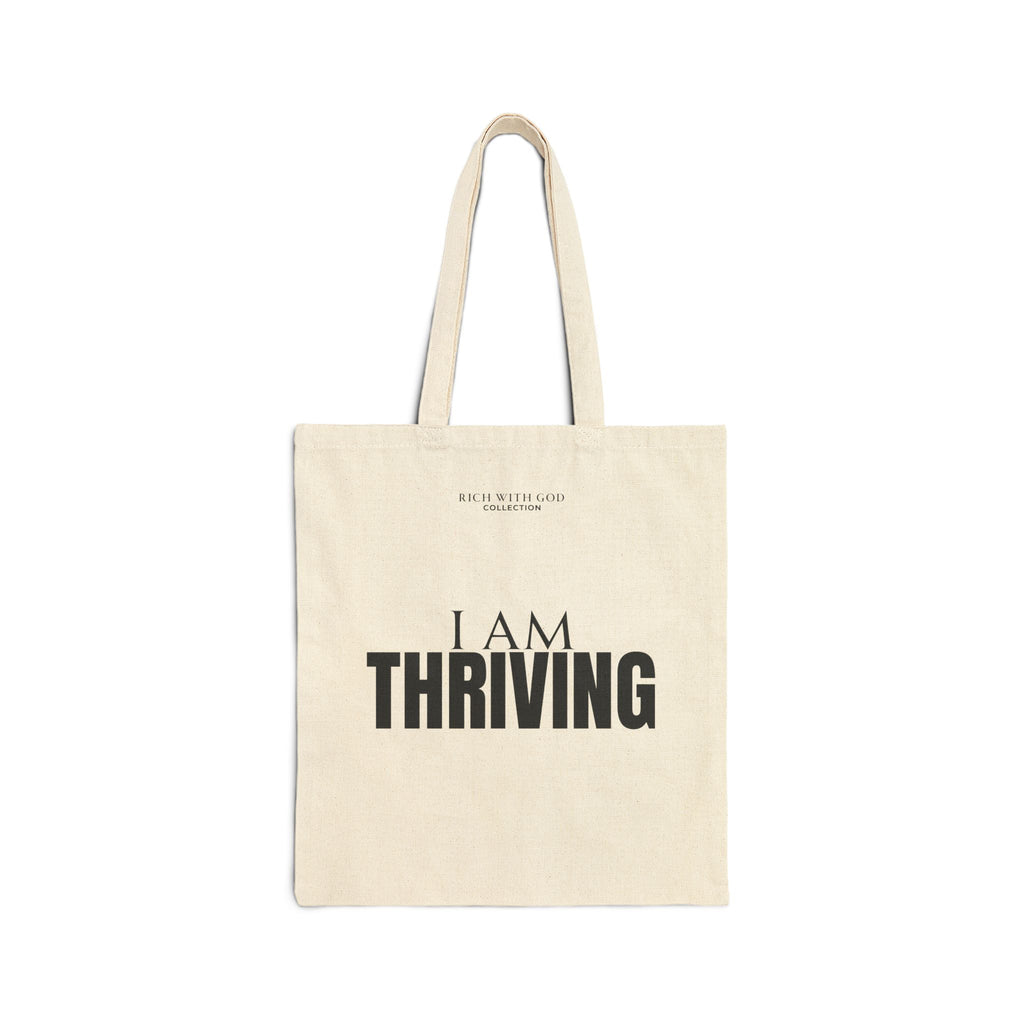 I Am Thriving Beige Cotton Canvas Tote Bag