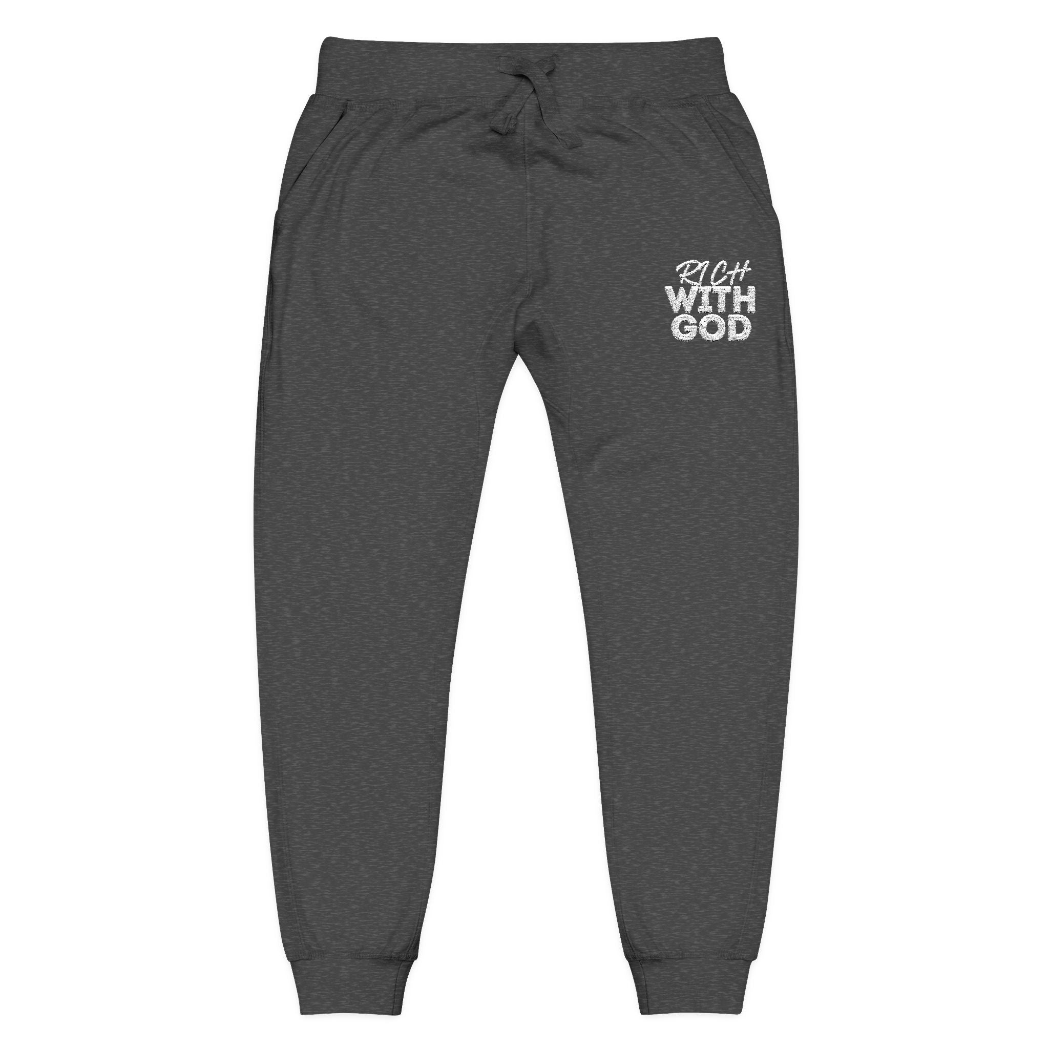 Rich With God Unisex Fleece Sweatpants (Embroidery)
