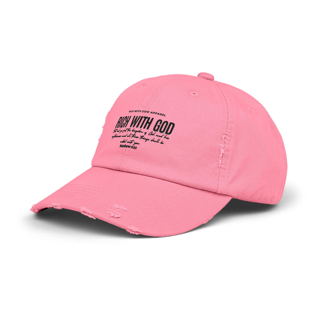 Rich With God Matthew 6:33 Unisex Distressed Cap