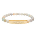 Rich With God Collection Natural Stone Stretch Bar Bracelet (Engraving)