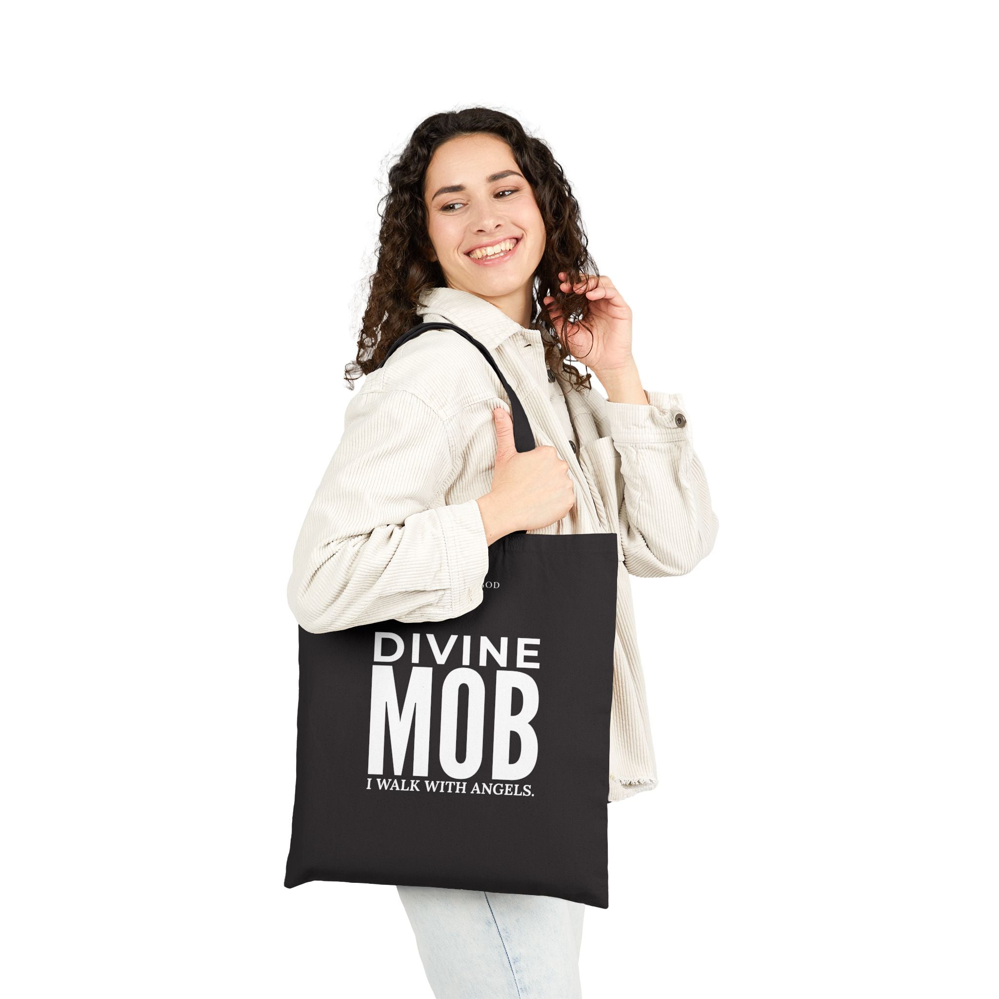 Divine Mob Black Cotton Canvas Tote Bag